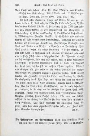 310-311 [Rezension] Linsenmayer, Anton, Die Bekämpfung des Christentums durch den römischen Staat bis zum Tode des Kaisers Julian (363)