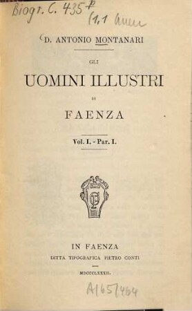 Gli uomini illustri di Faenza, 1,1