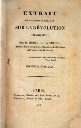 Extrait des mémoires inedits sur la Revolution Française