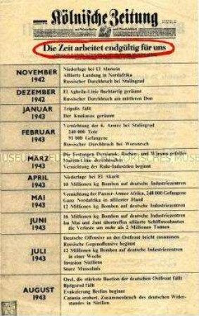 Abwurf-Flugblatt der Alliierten mit einer Gegenüberstellung von Aussagen der Nazi-Führer mit den Realitäten