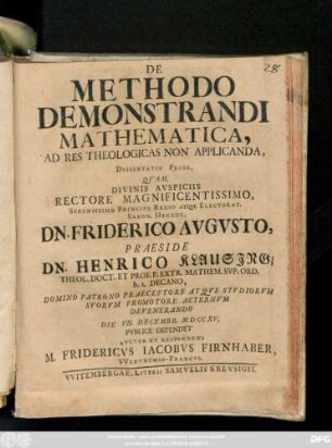 Diss. 1: Dissertatio Prior