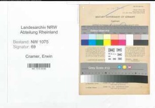 Entnazifizierung Erwin Cramer , geb. 14.02.1905 (Betriebsingenieur)