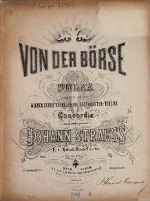 Von der Börse : Polka ; op. 337