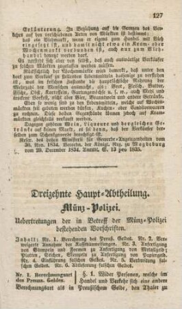 Dreizehnte Haupt-Abtheilung. Münz-Polizei
