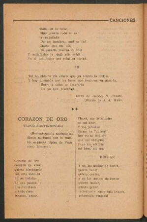 Corazón de oro : (Tango sentimental)