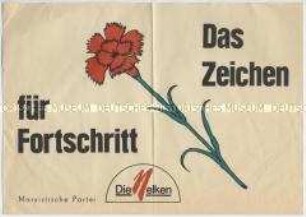 Maueranschlag des Wahlbündnisses Die Nelken zur Volkskammerwahl 1990