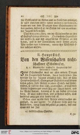 II. Hauptstück. Von den Wissenschaften rechtschaffener Schulmeister