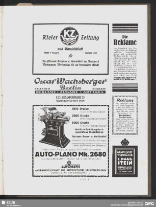 Die Reklame. Zeitschrift