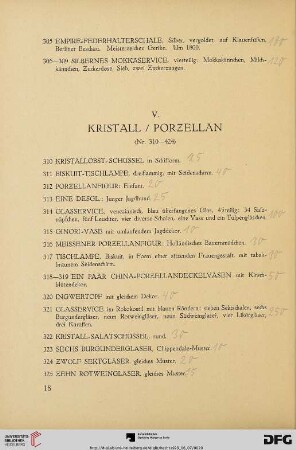 V. Kristall, Porzellan (Nr.310-424)