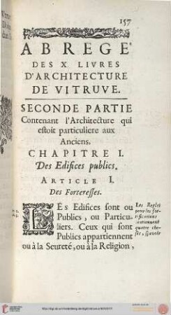 Seconde partie: Chapitre I.