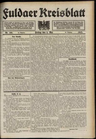 Ausgabe vom Freitag, den 02. Mai 1913.