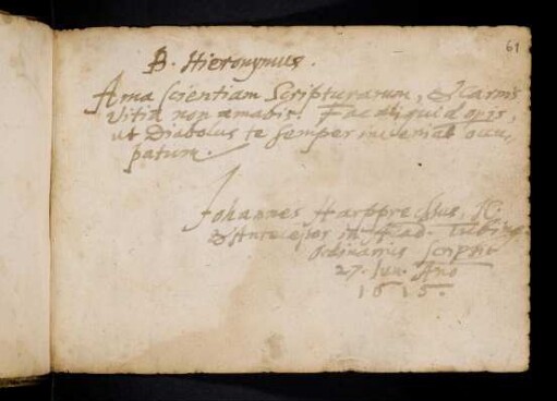 Harpprecht, Johann. [Tübingen] 27.6.1615.