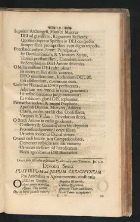 Devotio Sexta. Suspirium ad Jesum Crucifixum Pro Animabus in Agone extremo constitutis.