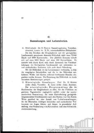 C. Sammlungen und Laboratorien
