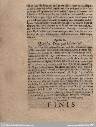 Quaestio II, Quot sint Principia Chymica?
