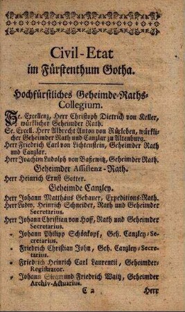 Civil-Etat im Fürstenthum Gotha