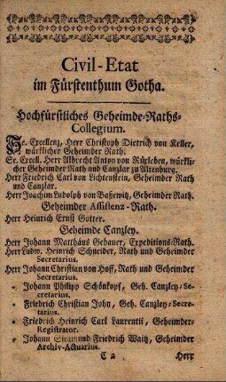Civil-Etat im Fürstenthum Gotha