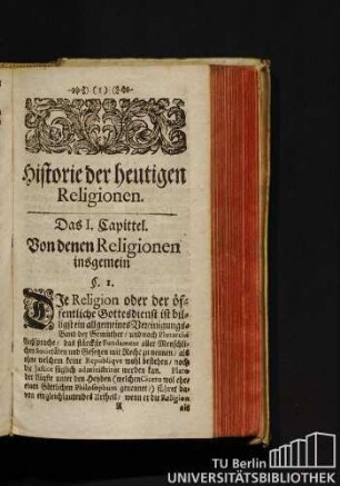 Historie der heutigen Religionen.