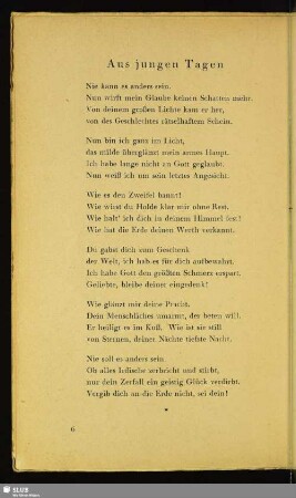 Aus jungen Tagen