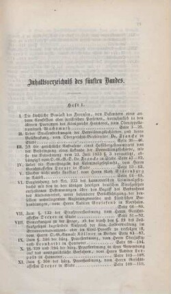 Inhaltsverzeichniß des fünften Bandes