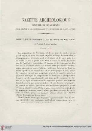 3: Note sur les origines d'une estampe de Mantegna : le combat de dieux marins