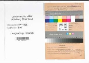 Entnazifizierung Heinrich Langenberg , geb. 03.06.1899 (Steiger)