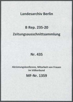 Abrüstungskonferenz, Mitarbeit von Frauen im Völkerbund
