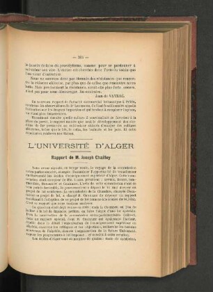 L'Université d'Alger. Rapport de M. Joseph Chailley.