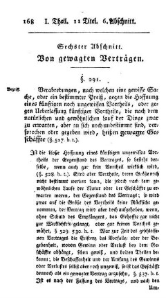 Sechster Abschnitt. Von gewagten Verträgen.