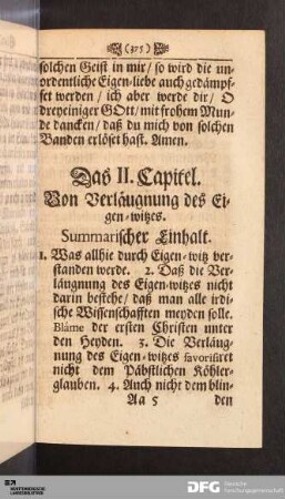 Das II. Capitel. Von Verläugnung des Eigen-witzes.