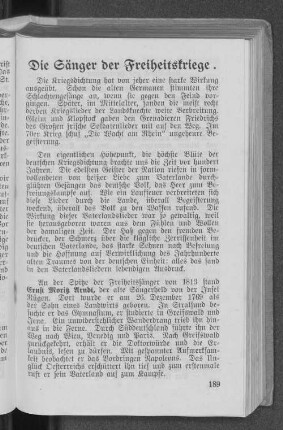 Die Sänger der Freiheitskriege.