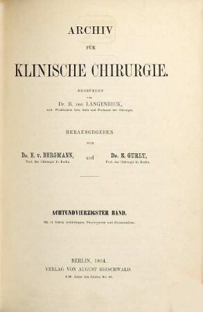 Archiv für klinische Chirurgie. 48. 1894, a