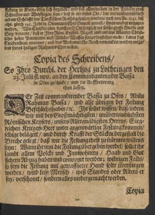 Copia des Schreibens/ ...
