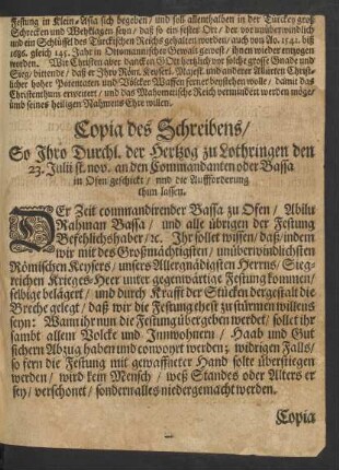 Copia des Schreibens/ ...