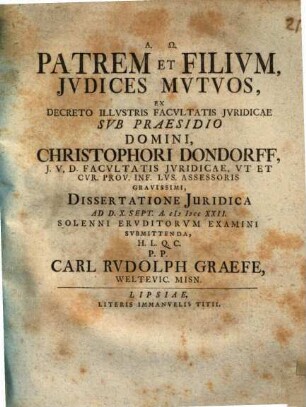 Patrem et filium iudices mutuos