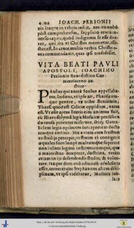 Vita beati Pauli Apostoli.