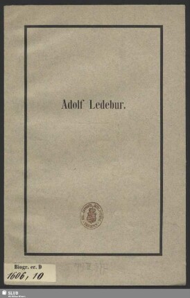 Adolf Ledebur : [Trauerrede]