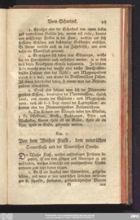 Kap. 7. Von dem Weißen Flusse, dem venerischen Samenflusse und der Venerischen Seuche.