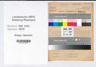 Entnazifizierung Heinrich Knipp , geb. 03.12.1885 (Postsekretaer)
