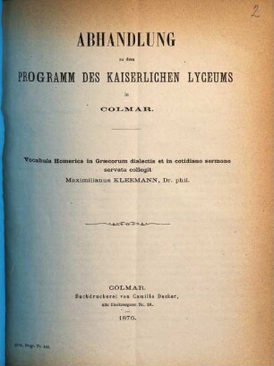 Programm des Lyceums in Colmar : für das Schuljahr ..., 1875/76
