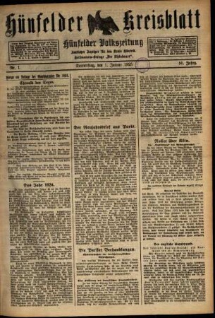 Ausgabe vom Donnerstag, den 01. Januar 1925.