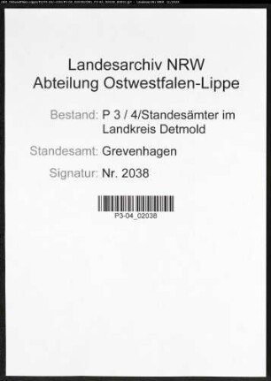 Sterberegister Standesamt Grevenhagen