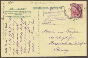 Postkarte an Marie von Bayer, Rorschach