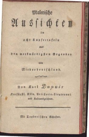 [1] ([1789]): Malerische Aussichten in acht Kupfertafeln aus den merkwürdigsten Gegenden von Niederdeutschland