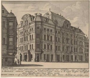 Das Barockpalais Romanushaus (auch Örtelsches Haus, „Richtersches Café“ und „Dufours Haus“) Ecke Brühl/Katharinenstraße in Leipzig