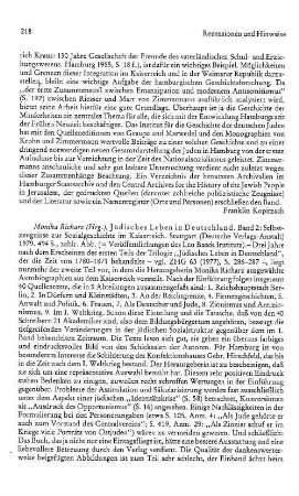 Selbstzeugnisse zur Sozialgeschichte im Kaiserreich, 2. Band der Reihe Jüdisches Leben in Deutschland, Hrsg. Monika Richarz, (Veröffentlichungen des Leo Baeck Instituts) : Stuttgart, Deutsche Verlags-Anstalt, 1979
