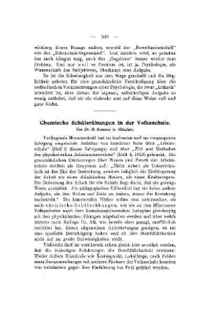 Chemische Schülerübungen in der Volksschule