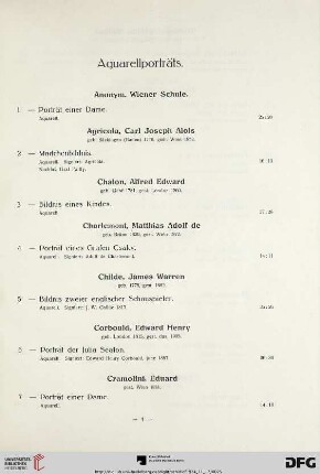 Aquarellporträts (Nr. 1-34)