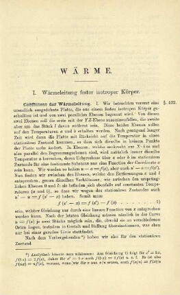 I. Wärmeleitung in festen isotropen Körpern.