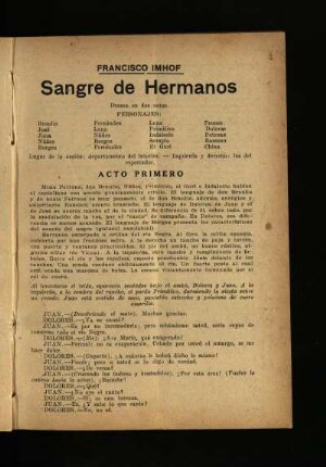 Sangre de hermanos : drama en dos actos